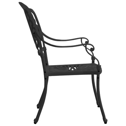 Garden Chair Set of 2 Black Cast Aluminum Standard Durable