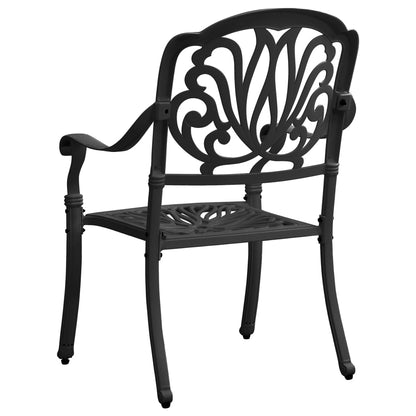 Garden Chair Set of 2 Black Cast Aluminum Standard Durable