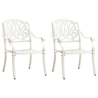 Garden Chair Set of 2 White Cast Aluminum Standard Durable