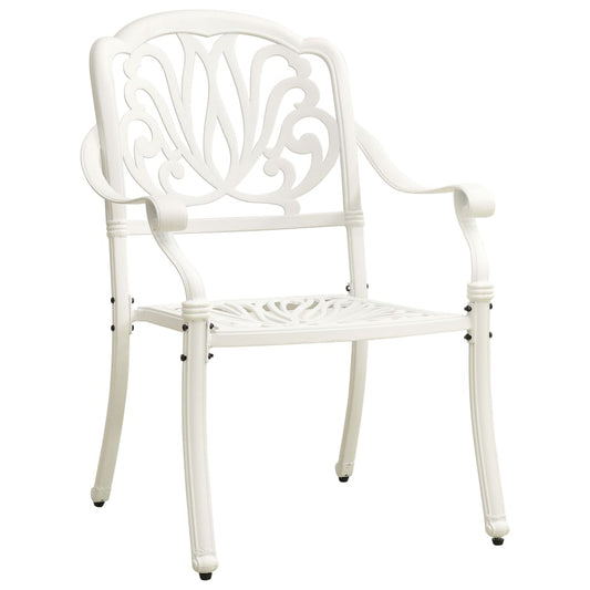 Garden Chair Set of 2 White Cast Aluminum Standard Durable