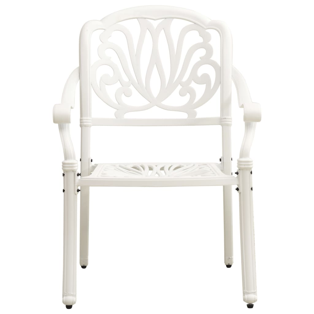 Garden Chair Set of 2 White Cast Aluminum Standard Durable
