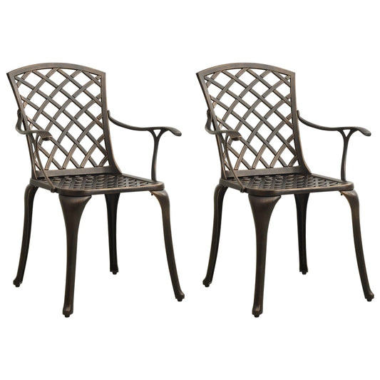 Garden Chair Set of 2 Bronze Cast Aluminum Standard Durable