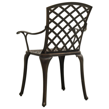 Garden Chair Set of 2 Bronze Cast Aluminum Standard Durable
