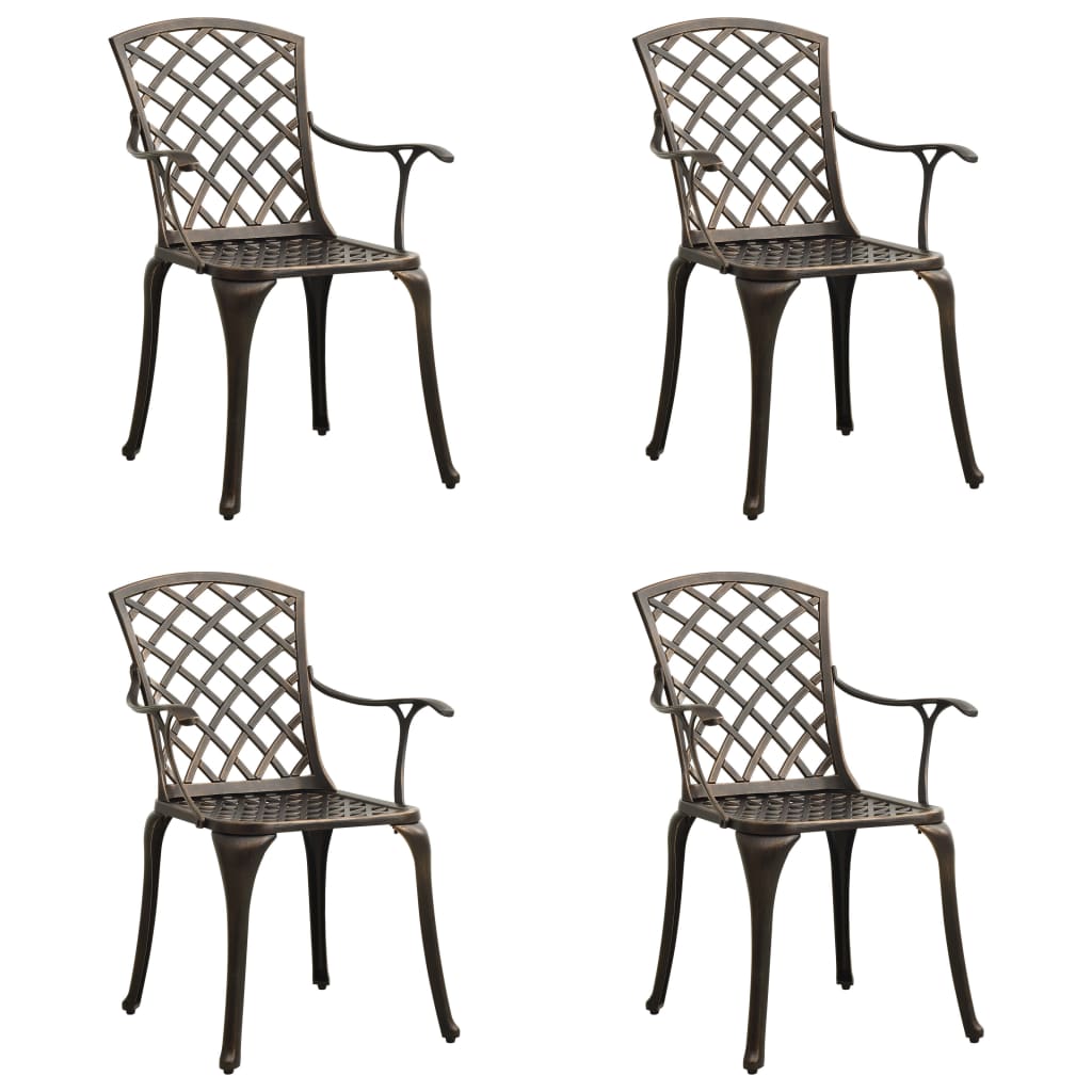 Garden Chair Set of 4 Bronze Cast Aluminum Standard Durable