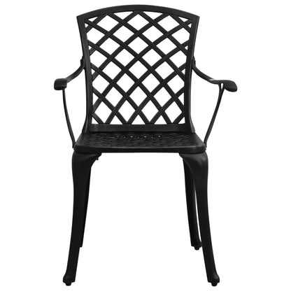 Garden Chair Set of 4 Black Cast Aluminum Standard Ergonomic