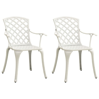 Garden Chair Set of 2 White Cast Aluminum Medium Durable