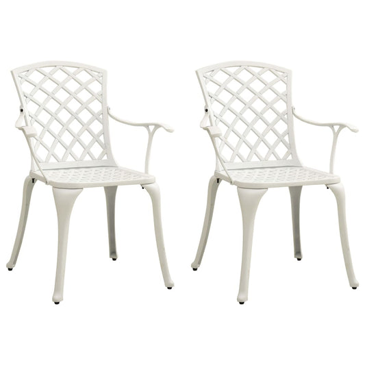 Garden Chair Set of 2 White Cast Aluminum Medium Durable