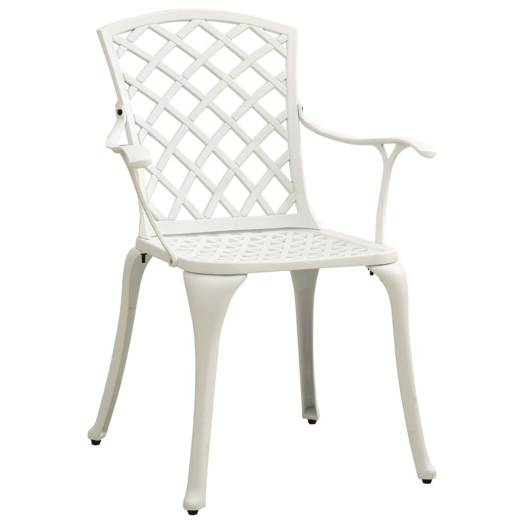 Garden Chair Set of 2 White Cast Aluminum Medium Durable