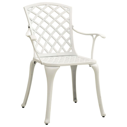 Garden Chair Set of 2 White Cast Aluminum Medium Durable