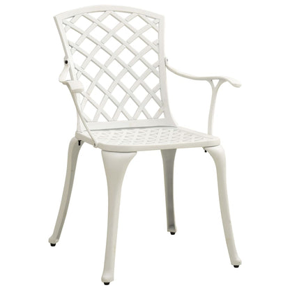 Garden Chair Set of 2 White Cast Aluminum Medium Durable