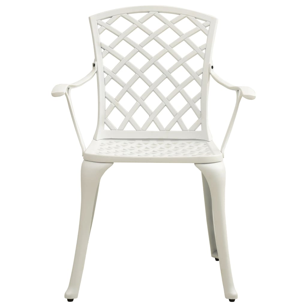 Garden Chair Set of 2 White Cast Aluminum Medium Durable