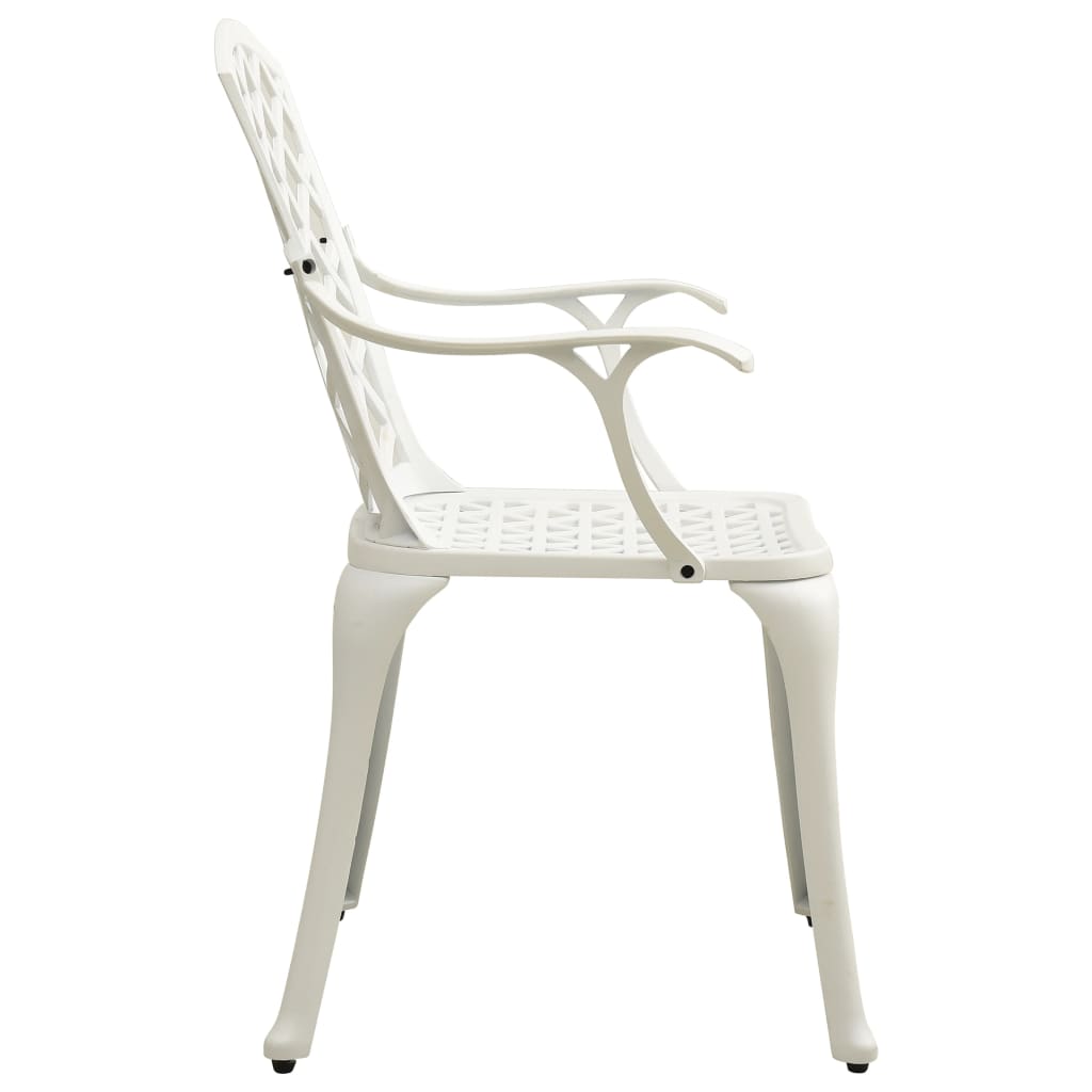 Garden Chair Set of 2 White Cast Aluminum Medium Durable