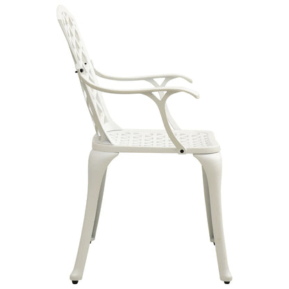 Garden Chair Set of 2 White Cast Aluminum Medium Durable