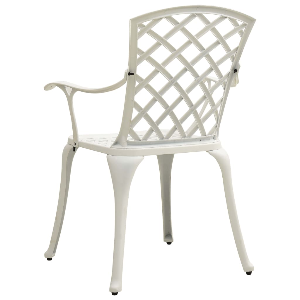 Garden Chair Set of 2 White Cast Aluminum Medium Durable