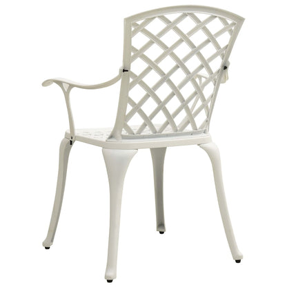 Garden Chair Set of 2 White Cast Aluminum Medium Durable