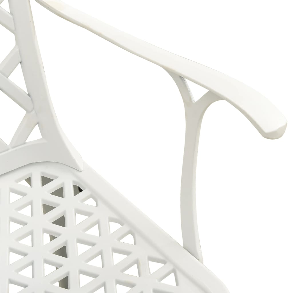 Garden Chair Set of 2 White Cast Aluminum Medium Durable