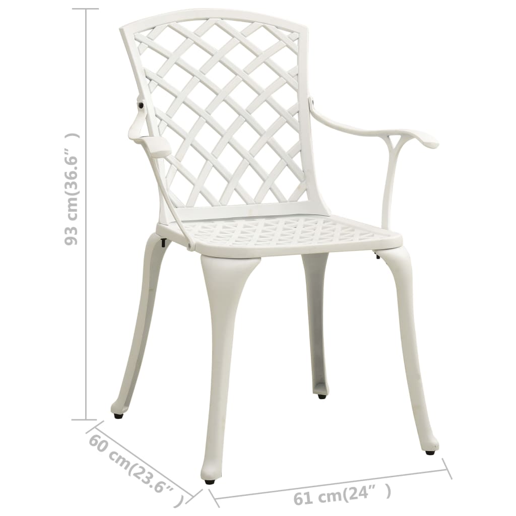 Garden Chair Set of 2 White Cast Aluminum Medium Durable