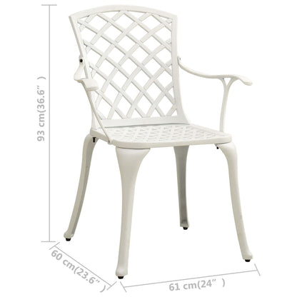 Garden Chair Set of 2 White Cast Aluminum Medium Durable