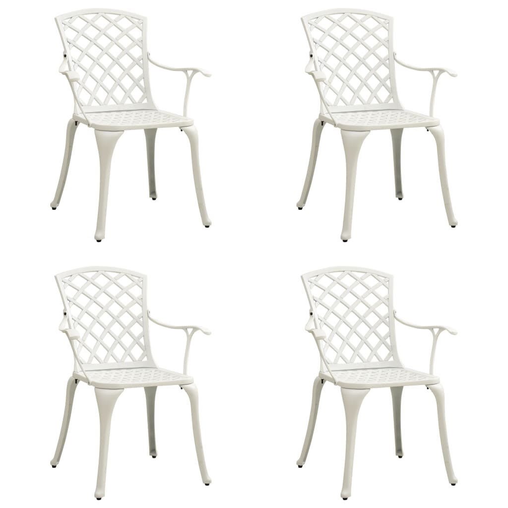 Garden Chair Set of 4 White Cast Aluminum Standard Durable