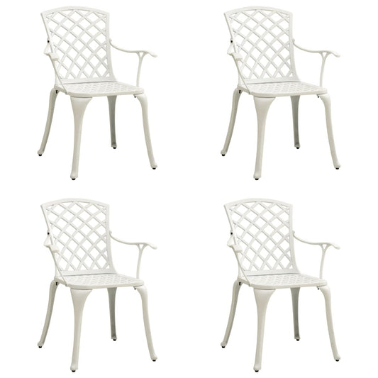 Garden Chair Set of 4 White Cast Aluminum Standard Durable