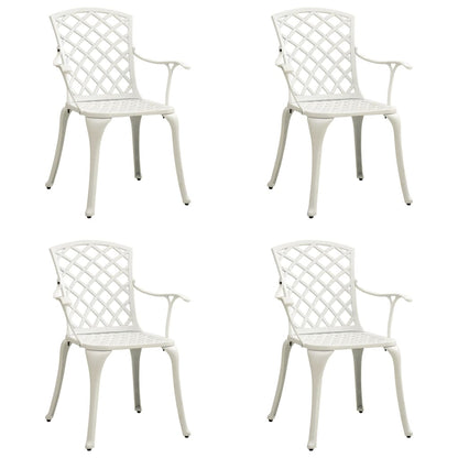Garden Chair Set of 4 White Cast Aluminum Standard Durable