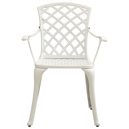 Garden Chair Set of 4 White Cast Aluminum Standard Durable