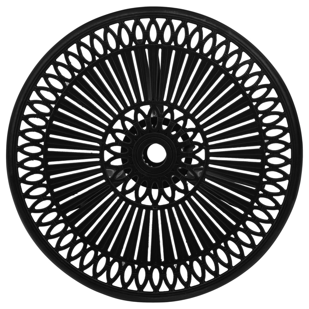 Garden Table Black Cast Aluminum Medium Decorative Inlays