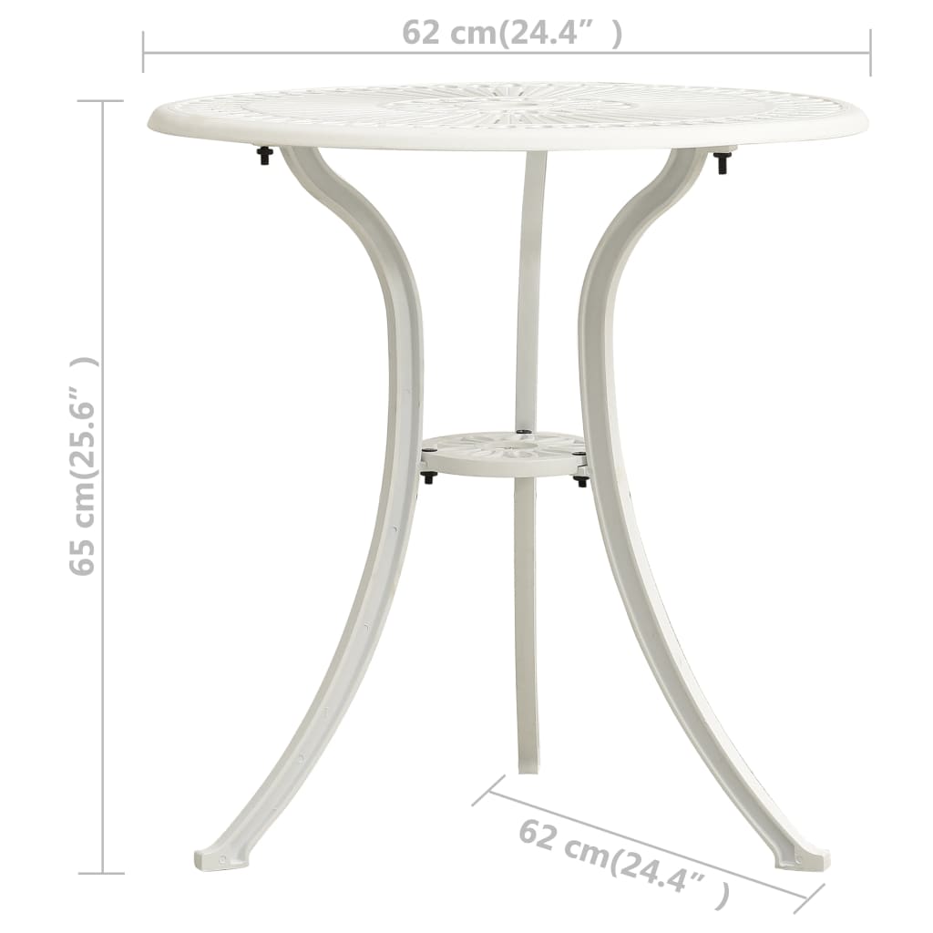 Garden Table White Cast Aluminum Medium Durable Garden Table