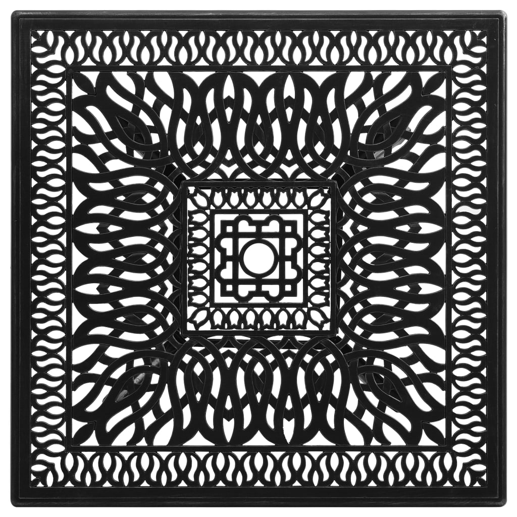 Garden Table Black Cast Aluminum Medium Decorative Inlays