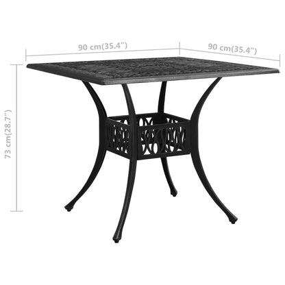 Garden Table Black Cast Aluminum Medium Decorative Inlays