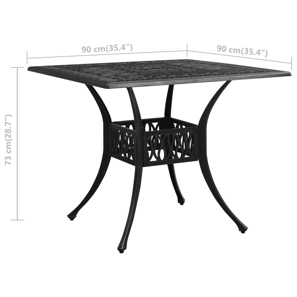 Garden Table Black Cast Aluminum Medium Decorative Inlays