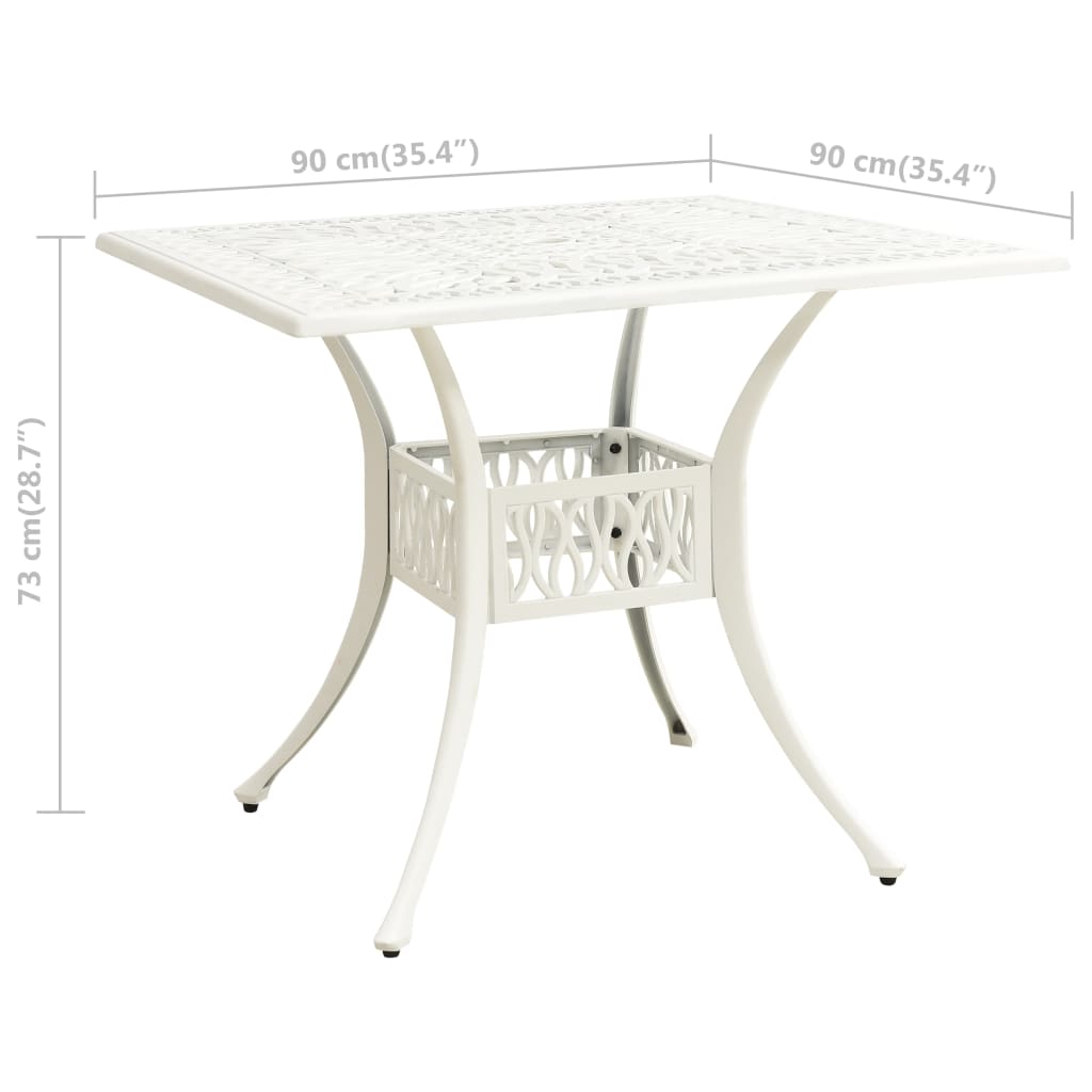 Garden Table White Cast Aluminum Standard Decorative Inlays