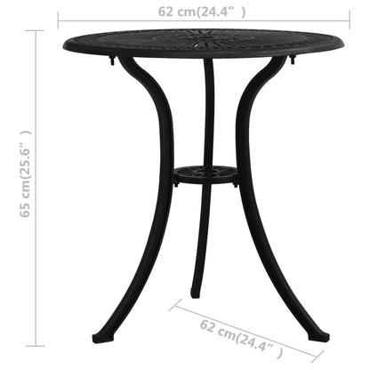 Bistro Set Black Cast aluminum Three-piece set Durable