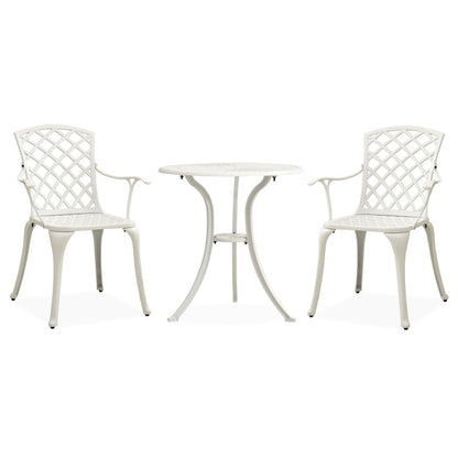 Bistro Set White Cast Aluminum Small Ergonomic Bistro Set