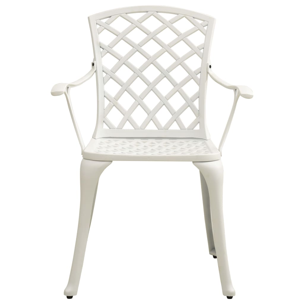 Bistro Set White Cast Aluminum Small Ergonomic Bistro Set