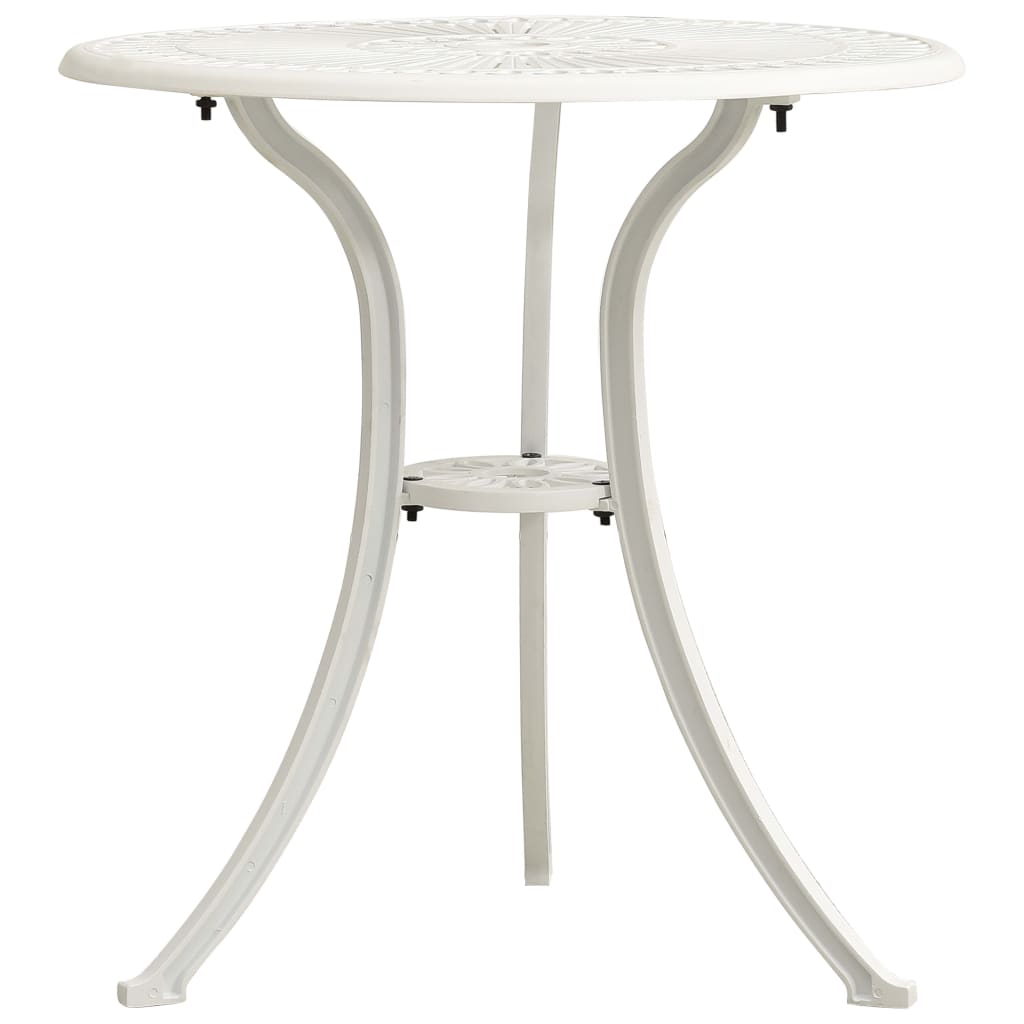 Bistro Set White Cast Aluminum Small Ergonomic Bistro Set