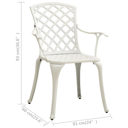 Bistro Set White Cast Aluminum Small Ergonomic Bistro Set