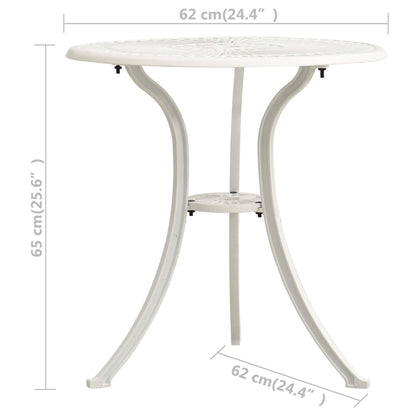 Bistro Set White Cast Aluminum Small Ergonomic Bistro Set
