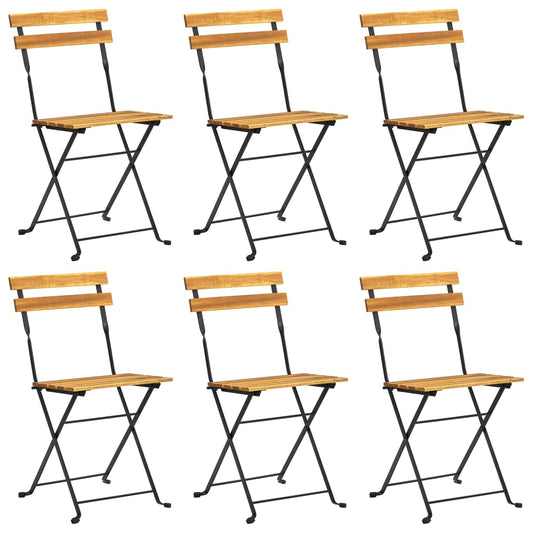 7 Piece Folding Patio Dining Set Solid Acacia Wood