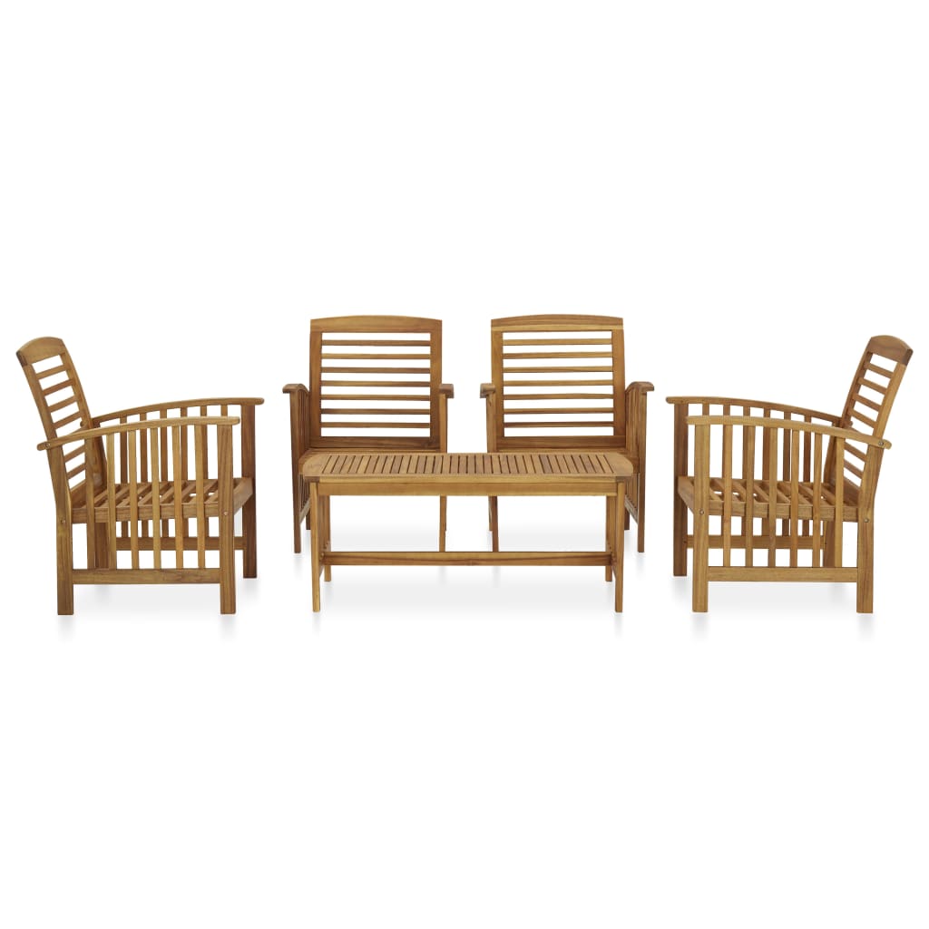 Garden Lounge Set Natural Acacia Solid Acacia Wood 5 Piece Set