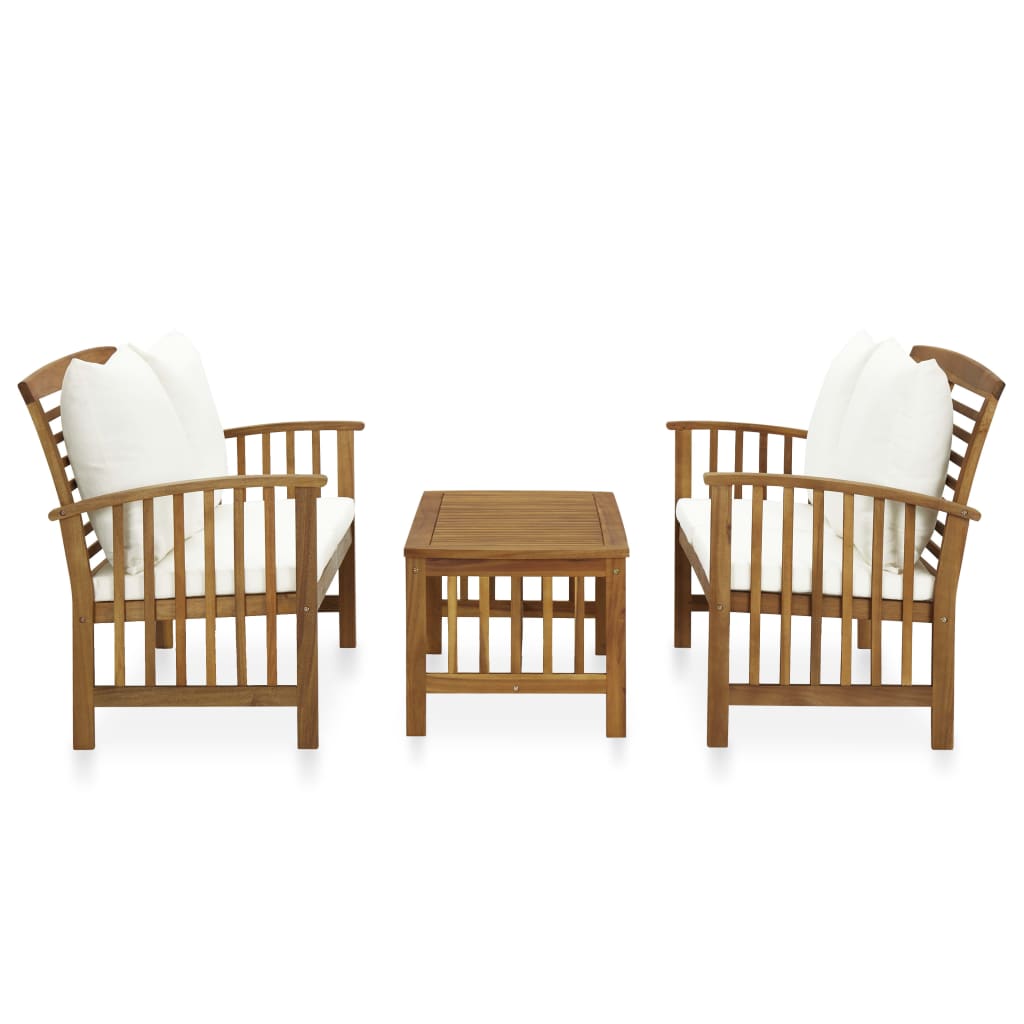 Garden Lounge Set Cream white, Wood Solid acacia wood Medium