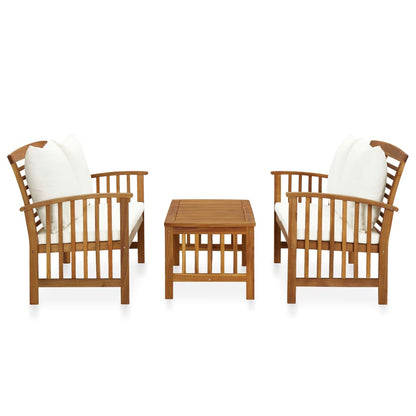 Garden Lounge Set Cream white, Wood Solid acacia wood Medium