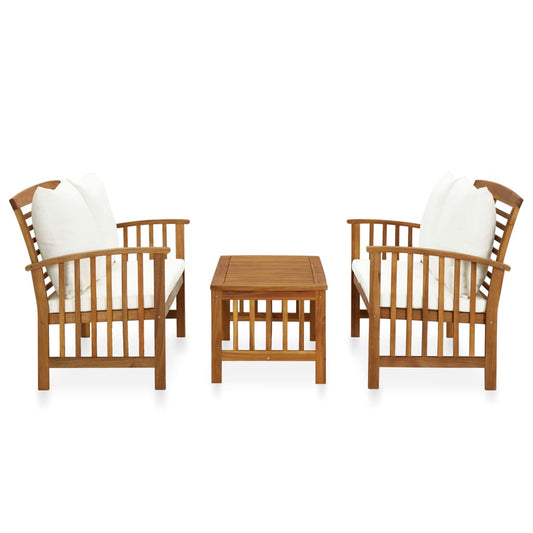 Garden Lounge Set Cream white, Wood Solid acacia wood Medium