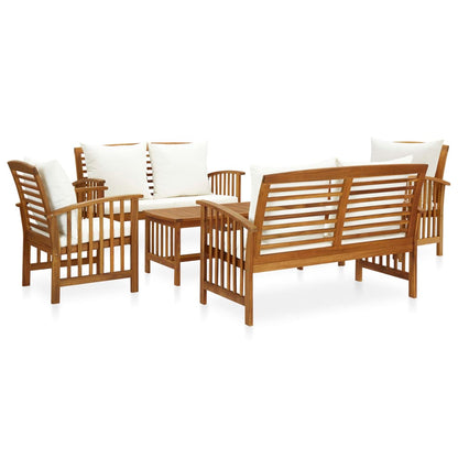 Garden Lounge Set Cream White, Wooden Solid Acacia wood Large