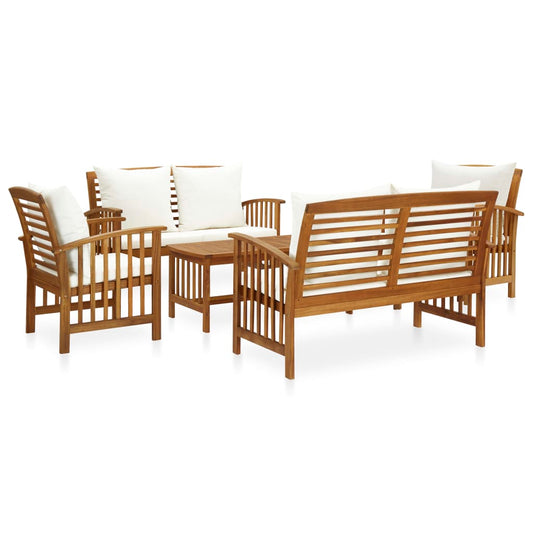 Garden Lounge Set Cream White, Wooden Solid Acacia wood Large