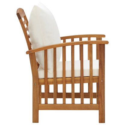 Garden Lounge Set Cream White, Wooden Solid Acacia wood Large