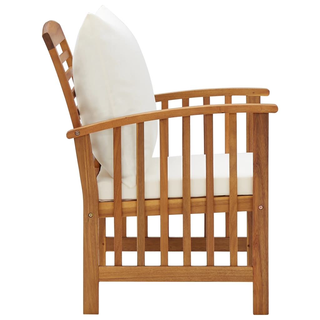 Garden Lounge Set Cream White, Wooden Solid Acacia wood Large