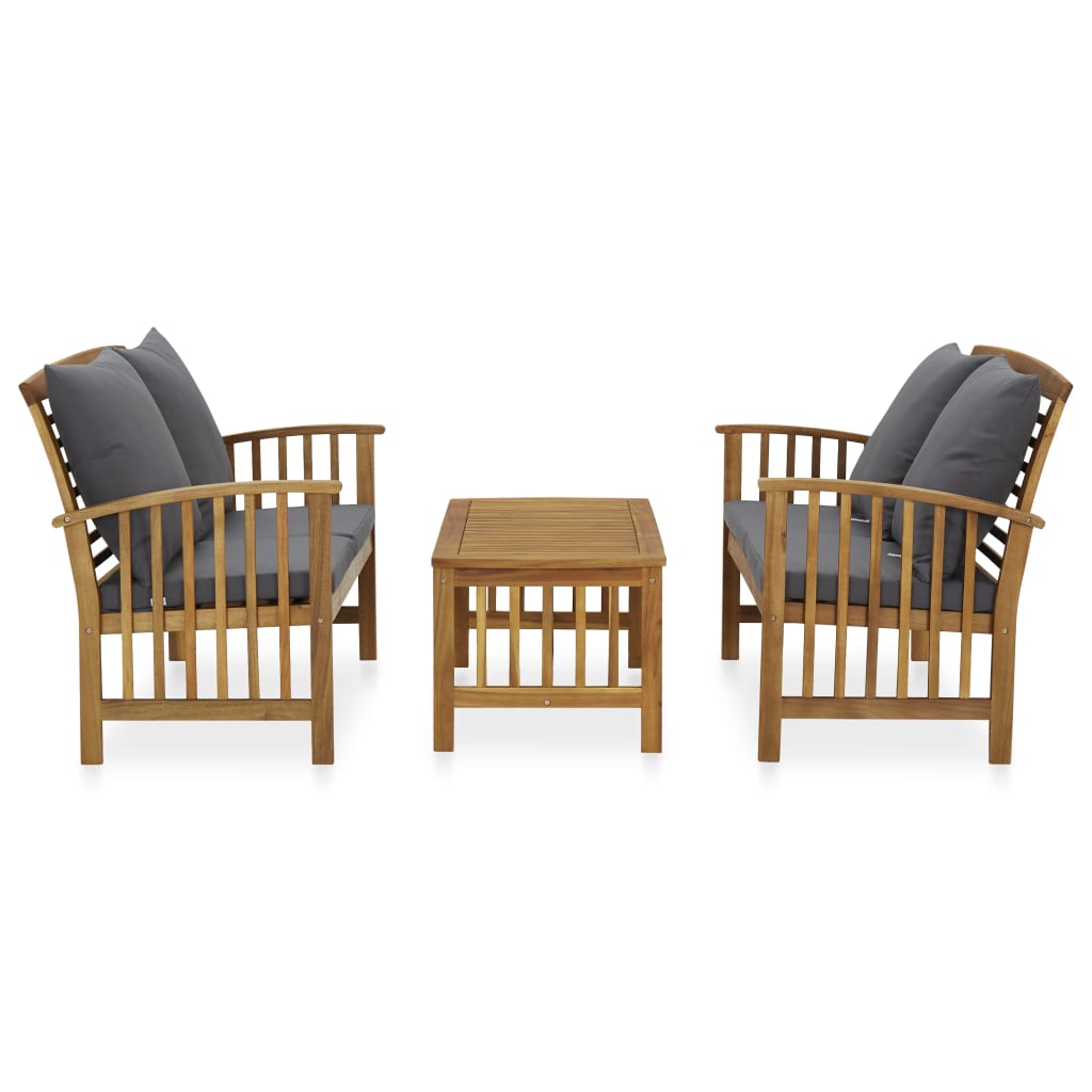 Garden Lounge Set Dark Grey Solid Acacia wood Medium Durable
