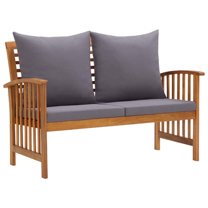 Garden Lounge Set Dark grey cushions and natural wood