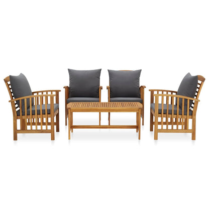 Garden Lounge Set Dark grey, Natural wood Solid Acacia Wood Medium
